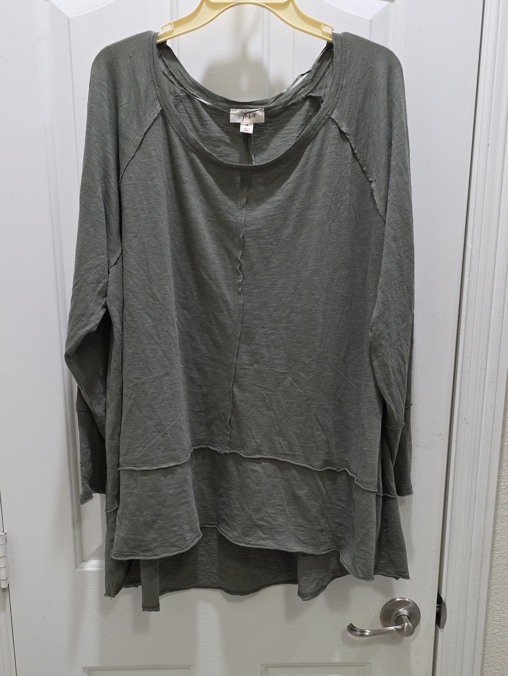 Style & Co. Olive Green Layered Raw-Edge Tunic shirt